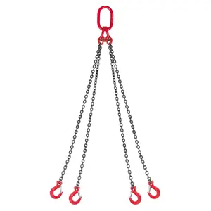 VEVOR Chain Sling, 1/4 in x 5 ft Lifting Chains with 4 Leg Grab Hooks, Heavy Duty G80 Alloy Steel Lifting Sling, 6600LBS Capacity, Adjustable Engine Chain Hoist Lifts for Cargo Security Towing