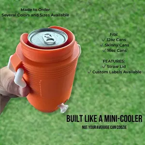 Mini Cooler Insulated Can Coozie with Straw Lid for 12oz & 16oz Cans Drinkware