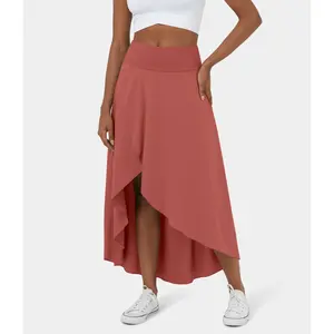 Halara Breezeful High Waisted High Low Ruffle 2-in-1 Flowy Quick Dry Casual Regular Maxi Skirt#TikTokShopBacktoSchool
