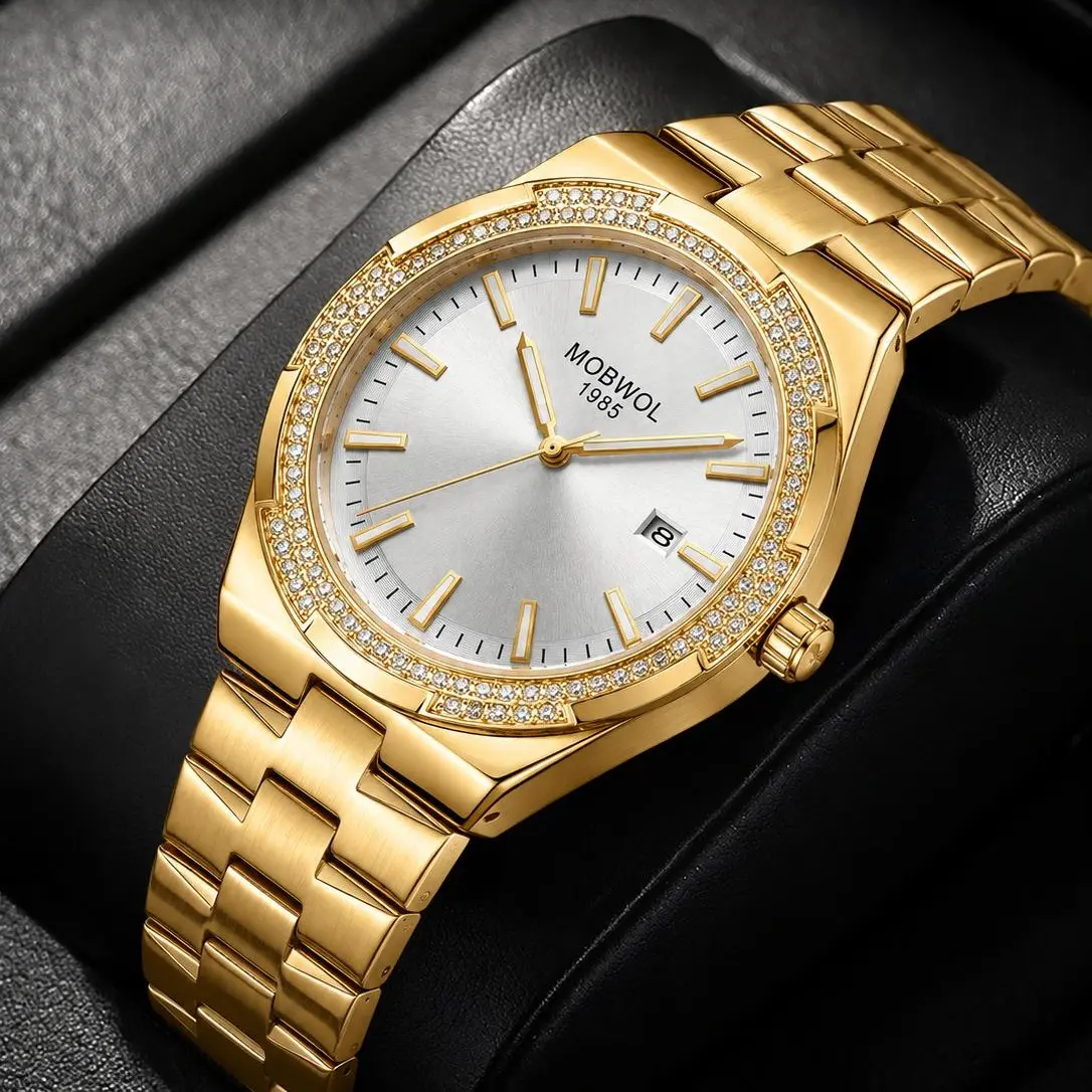 MOWBOL Signature Skeleton Series -Gold Watch | Luxury Men's Wristwatch | Business Professional | Perfect Birthday & Father's Day Gift for Husband