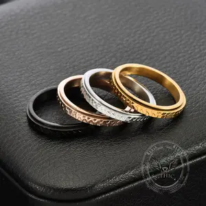 GTHIC Fashionable Hammered Stainless Steel Spinner Ring Fashion Accessories for Men and Women Daily Wear