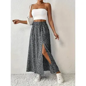 Women’s floral print open-top skirt, an elegant and fashionable casual long skirt suitable for everyday outdoor wear; summer women’s underwear GARMENTARY