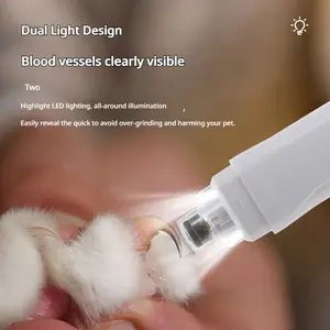 Electric Pet Nail Grinder with LED Light - Powerful Rechargeable Dog Cat Nail File, Adjustable Speed & Quiet Motor for Safe Grooming at Home