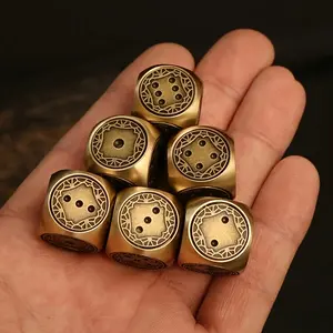 1 piece of retro hand-polished brass dice ornaments, suitable for living room desktop decoration, antique copper art, perfect for Halloween/Christmas/Thanksgiving adult party games, Home Decor Accessory