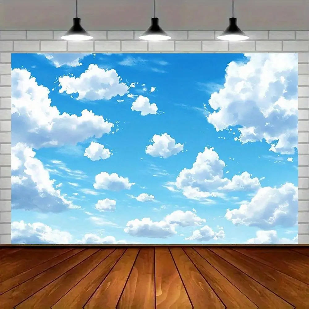 1pc 100% Polyester Synthetic 2D Flat Sky & Clouds Backdrop - 75gsm Lightweight Durable Indoor Flat Banner, Glam Party Decor Home Textile Wall Decor for All-Season Use, All Seasons