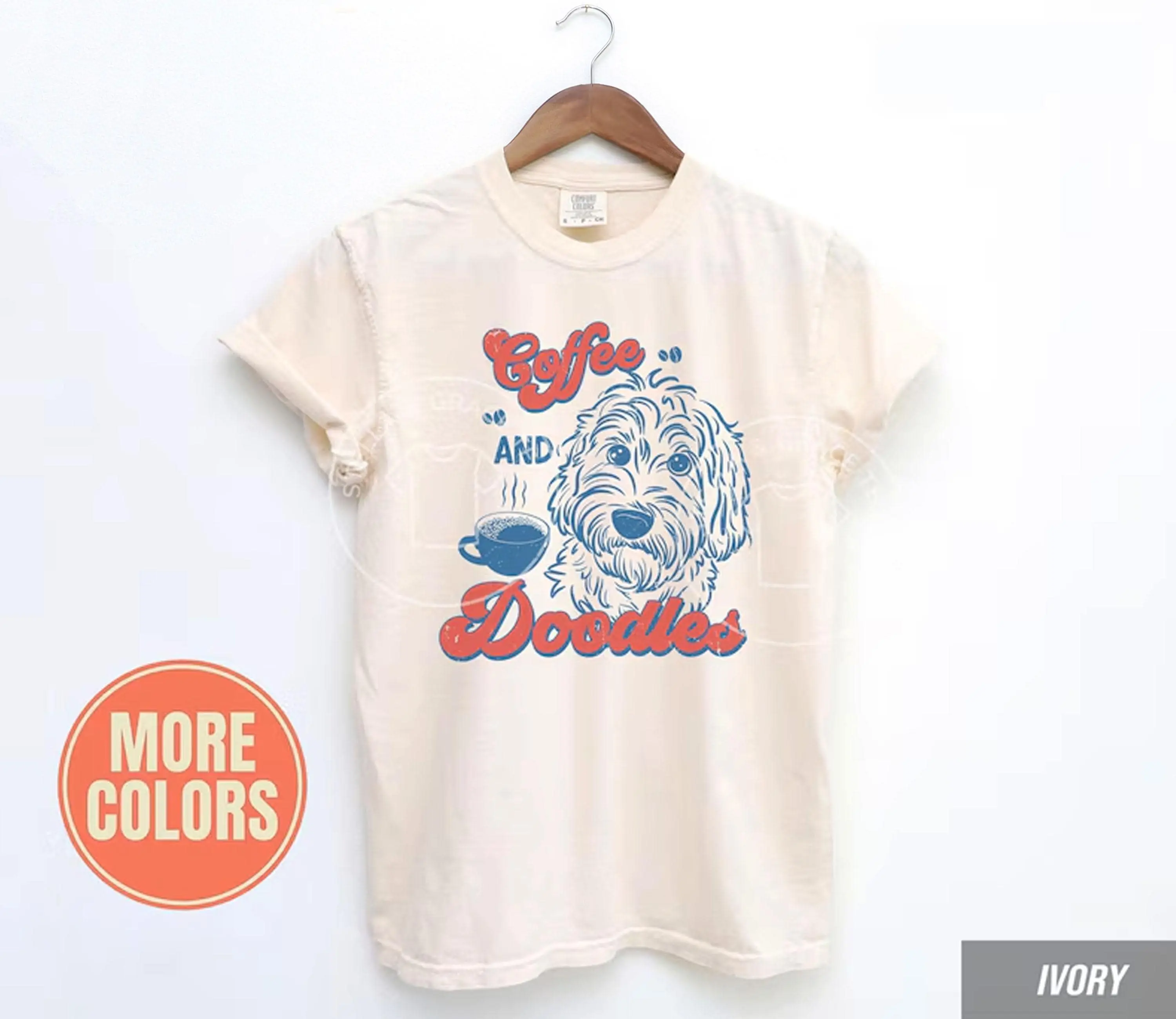 Coffee And Doodles Comfort Colors T-shirt Retro Dog Mom Tee Goldendoodle Labradoodle Dog Breed Shirt