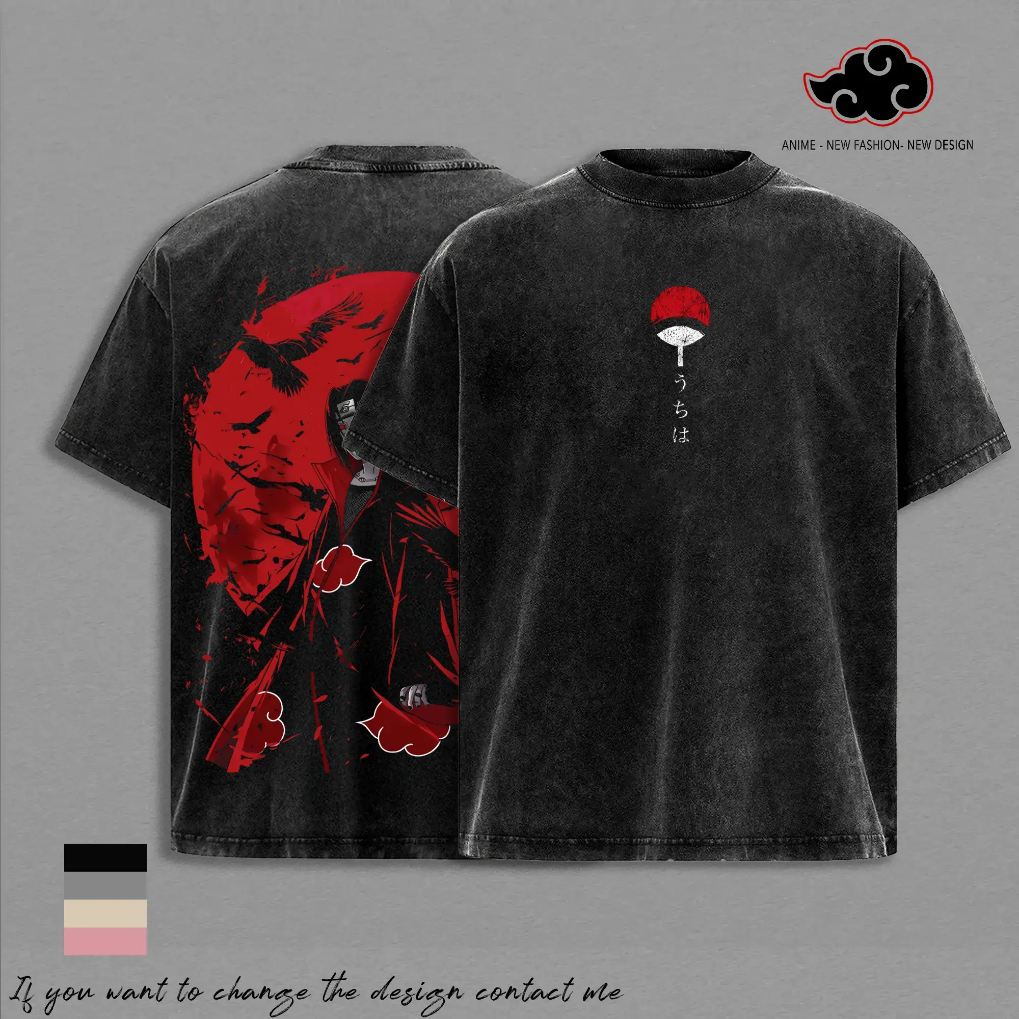 Uchiha Clan Slayer Shirt | Vintage Washed Anime Graphic Tee | Heavyweight Cotton Streetwear Top | Oversized Dark Ninja Shinobi Tee | Cool Gift for Anime Fans 2026