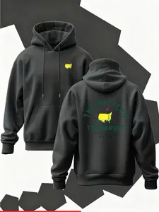 New Men's Hooded Sweatshirt with Map Outline Print, Soft Stretch Knit Fabric, Casual Daily Wear, All Season Hoodie, Fun Style Top