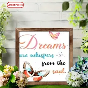 (2D Flat)  1PC 8 x 8 Inches Ramadan Wooden Sign, Watercolor Dreams From The Soul Butterfly , Wooden Frame Art ,  Islamic Eid Mubarak Decor Perfect Eid Gift for Coffee Bar & Window Sill Living Room & Prayer Room