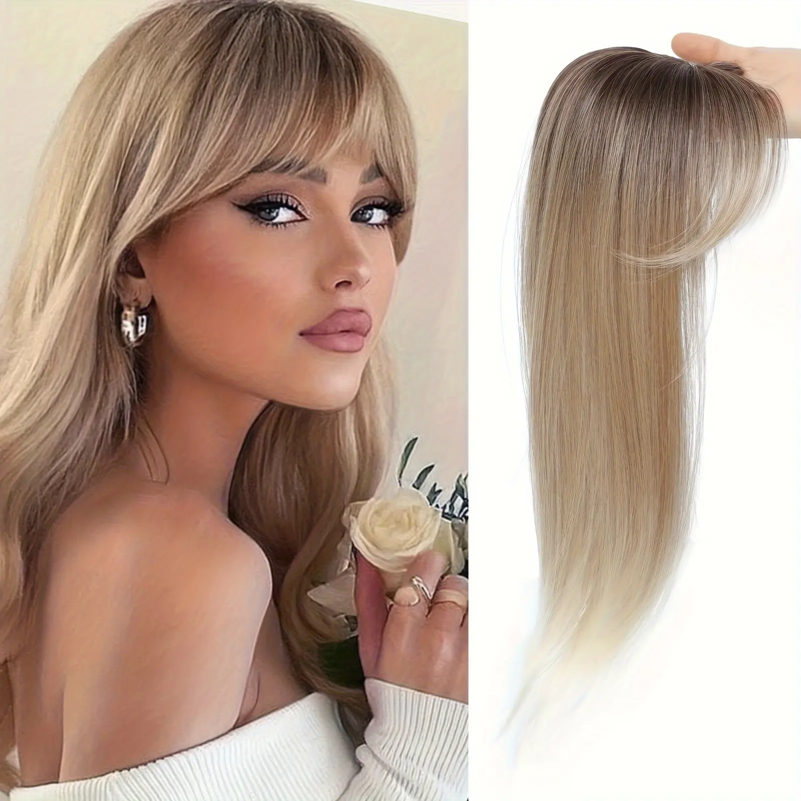 18-26 Inch Human Hair Clip-In Topper Volumizer for Thinning Hair Amazon.com : Flufymooz Real Human Hair Toppers for women, 10  main image 4
