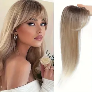 Wholesale Hot New Hair Topper with Bangs Hair Clip, 360 °   3D Cover Hair Toppers for Women, Fluffy Toppers Hair Pieces for Women with Thinning Hair, Clip in Bangs with Topper