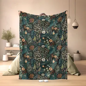 Floral Pattern Blanket - Cozy Bohemian Throw for Nature Lovers, Autumn Botanical Art Decor, All-Season Use, Lightweight, Breathable, Comfortable, Warm, Washable (Machine Washable)