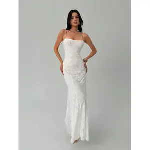Ladies' Spring/Summer Holiday & Wedding Season Solid Color Cross Back Lace Trim Mermaid Dress line