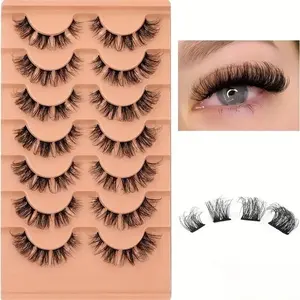 Natural Cluster Lashes, 7 Pairs D Curl Eyelash Extensions, Wispy Individual Lashes, False Eyelashes, DIY Lash Extensions, Lashes Cluster Kit, Eyelashes Clusters, Lashes Strips, Eyelash Extensions Kit