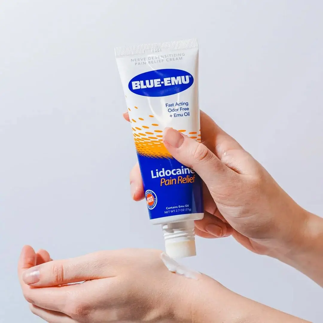 Blue-Emu Lidocaine Pain Relief Cream with Soothing Emu Oil, Aloe Vera, & Glycerin, 2.7 oz