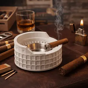Colosseum Ashtray with Lid – Decorative Ashtray, Windproof Covered Ash Tray with Stainless Steel Insert, Creative Roman Design for Indoor Outdoor Home Office Patio Gift