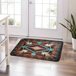 Native American Style Kitchen Mat Set - Non-slip and machine washable, comfortable standing mat with vintage striped design for home decor