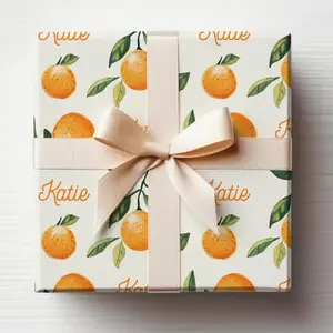 Little Cutie Wrapping Paper With Name, Customized Oranges Wrapping Paper Custom Name Cutie Gift Wrap Roll Cutie Baby Shower Gift Wrap