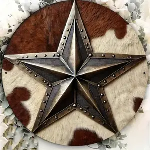 Vintage Western Cowboy Star Metal Sign Durable Indoor Outdoor Hanging Wall Art Hanging Perfect for Adding Charm to Home Decor in Western Style