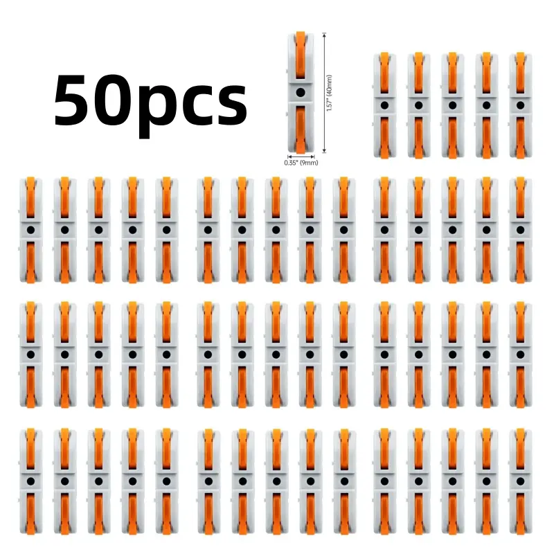 Beauty & Personal Care 50 Pcs 1.57in Orange Quick Connectors, 1-Conductor Compact Inline Splicing Wire Terminal Connectors for 24-12 AWG Circuits, Lighting, Motor, Machinery Use