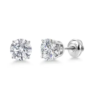 2 Ct Round 14K White Gold IGI Certified Lab Grown Diamond Stud Earrings For Women Men | E-F Color | VS1-VS2 Clarity | Gold Earrings For Women Men | With Secure Screw Backs