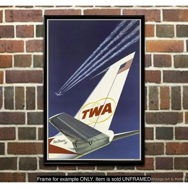 Vintage Twa Travel Poster Starstream Jets, Aviation Art Print For Retro Home Decor