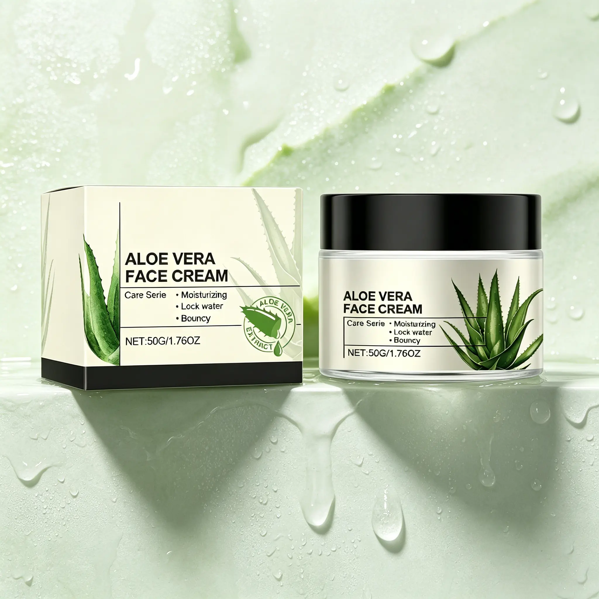 Aloe Vera Face Cream 50g - Gentle Daily Moisturizer, Lightweight Soothing Formula for Evening Use, Bouncy Hydrated Skin, Hydrating, Deep Hydration, Moisturizers & Mists, Plump Skin, All Skin Types