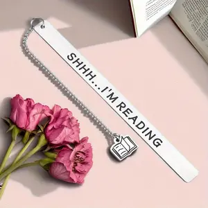Book Pattern Pendant Bookmark, 1 Count Stainless Steel Bookmark, Funny Reading Stationery Gift for Birthday Christmas Holiday, Book Accessories