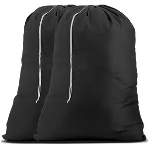 Nylon XL - Large Capacity with Locking Drawstring, Machine Washable, Fits  Baskets or Hampers, Holds 3 Loads of Clothes - Black (Pack of 2)
