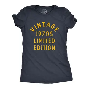 Womens Vintage 1970s Limited Edition T Shirt Funny Cool 1970 Theme Classic Tee for Ladies Funny Womens T Shirts Cute Vintage Fashion Casual Ladies T-Shirt Gift Funny Vintage Top Women's Novelty Tees Navy