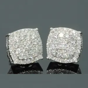 【2026 TREND ALERT】Unisex 12mm Full Pavé Stud Earrings, Hip Hop Oversized Luxury Geometric Square, Micro Pave AAA Zircon Artificial Gemstone Jewelry, Men's Earrings for Men & Women