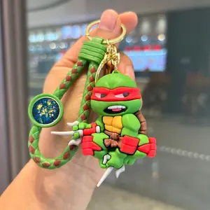 Anime Teenage Mutant Ninja Turtles Raphael Donatello Cartoon Model Doll Keyring Car Key Bag Pendant Ornament Kids Fans Gift popular