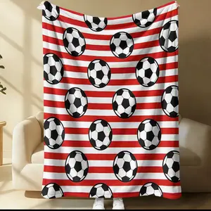 American Vintage Stripe Style Printed Blanket, Facecloth Blanket, Color Contrast and Bright, Vibrant Atmosphere, Suitable for Sofa, Bedroom and Travel, All Seasons