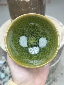 Jian Zhan Teacup with Emerald-Green Crackle Glaze