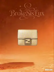 Pre-owned FENDI Baguette Mini Yellow & White Gingham Crossbody Bag with FF Buckle