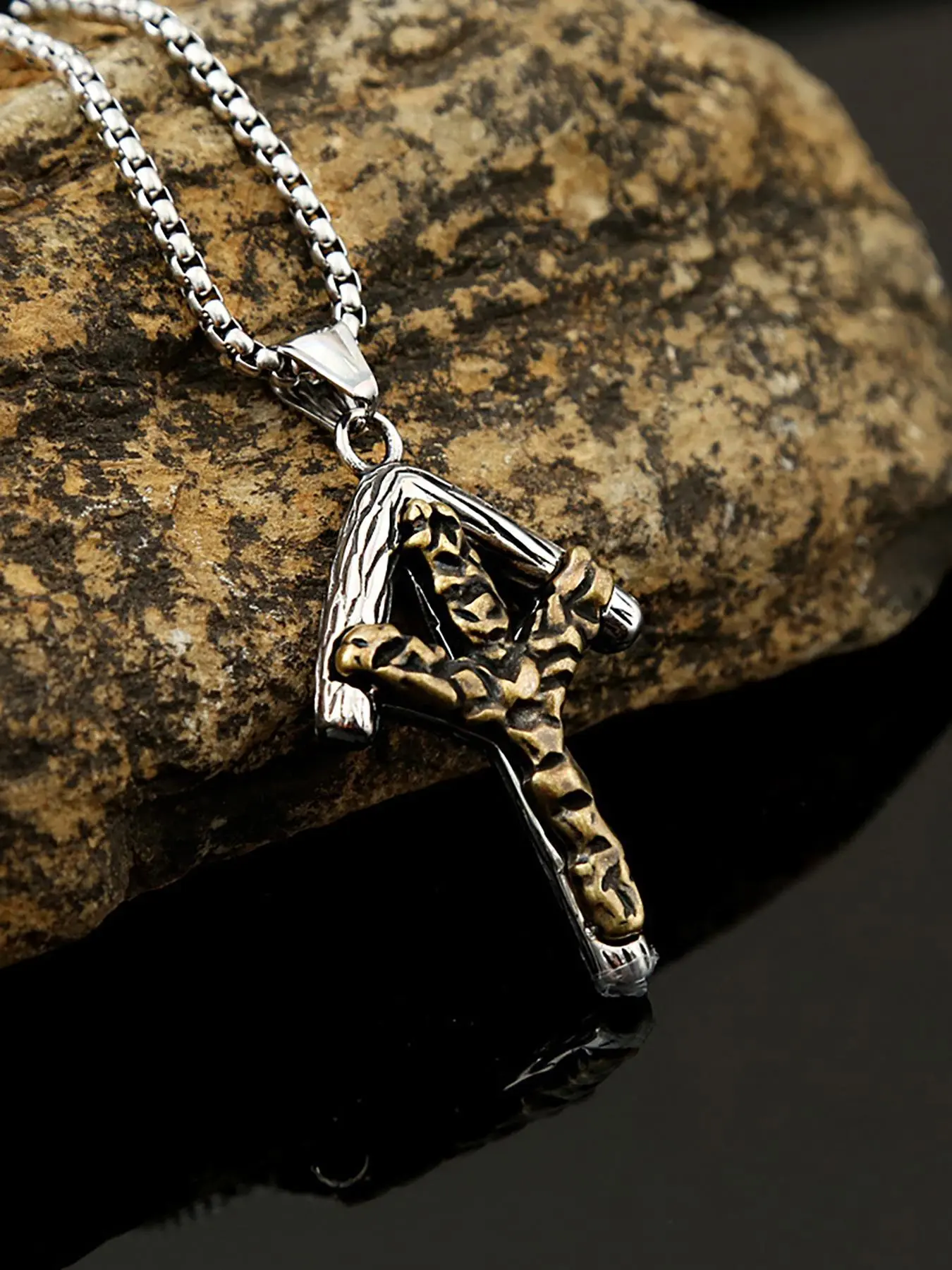 Vintage Stainless Steel Myth Of Europe Viking Amulet Rune Necklace for Men, Spiritual Jewelry, Gift for Him