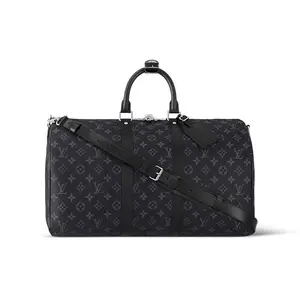 Louis Vuitton Keepall 45 Monogram Travel Bag with Adjustable Strap for Men in Black Gray