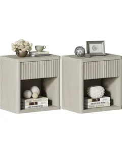 SICOTAS Night Stand Set of 2 Nightstands with Drawer Storage Bed Side Table End Table 22.7"x 15.4"x 24.1" Large Modern Wood Wide Bedside Stand Mid Century Night Stands for Bedroom Living Room Sofa Couch Office, Multiple Applications, Durable