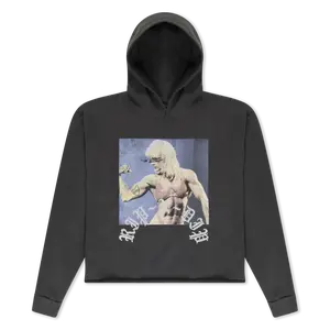 Women's Cotton Protein Hoodie - 500GSM, Boxy Cropped Hem, Gunmetal Sweatshirt for Women's Tops & Clothes