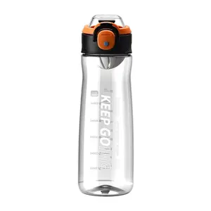 Sports Water Bottle 27oz Leakproof with Time Markers & Fruit Infuser – BPA Free Reusable Gym Bottle with Flip Lid & Carry Strap for Fitness, Travel & Outdoor Use