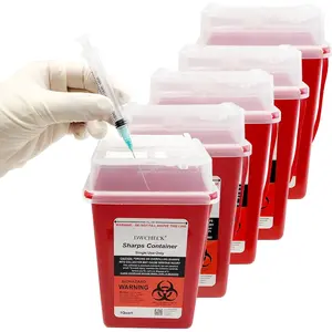 Sharps Container for Home Use 1 Quart 5 Pack Professional Needle Disposal Containers Biohazard Needle and Syringe Disposal Small Sharps Disposal Container for Travel