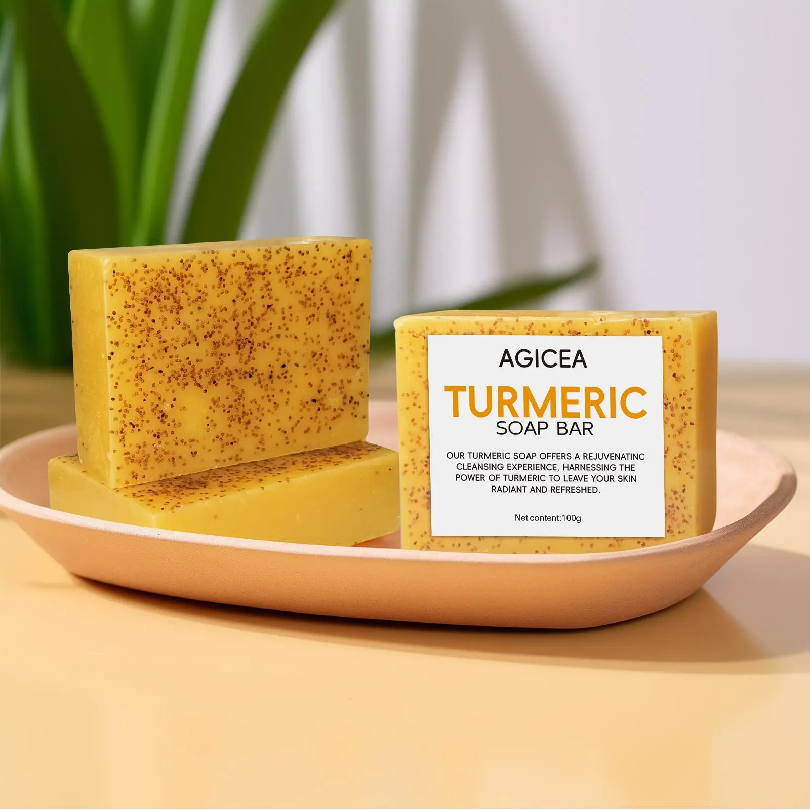 AGICEA Turmeric Lemon Bar Soaps, Cleansing & Brightening for Radiant Skin, Face & Body Care for All Skin Types, 12-Pack (100g)