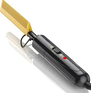 Electric Hot Comb for Edges & Wigs, 450℉ Press Comb for Black Hair, Dual Voltage Portable Hair Straightener for Lace Front Styling