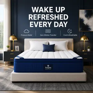 【Creator Exclusive】FANSACE 12/14/16 inch Queen/California King Size Sleek Series Mattress in a Box, Medium-Firm Hybrid with Pocket Springs & Gel Memory Foam, Strong Edge & Lumbar Support, Cloud Quilt Feature, Cool Breathable Mattress