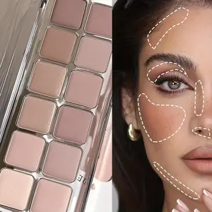 12 Color Eyeshadow Palette, Waterproof Smudgeproof Nude Makeup, & Rose Matte Finish, Low Saturation, Daily Use, Fashion Design