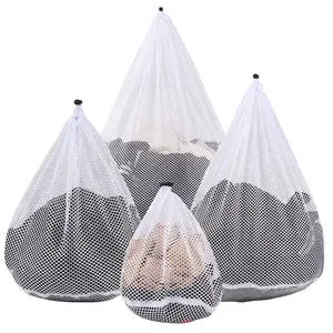 Okaka 4Pcs Mesh Laundry Bags Mesh Wash Bags for Clothes,Underwear,Lingerie, Bed Linings-4 Size Organiser Drawstring