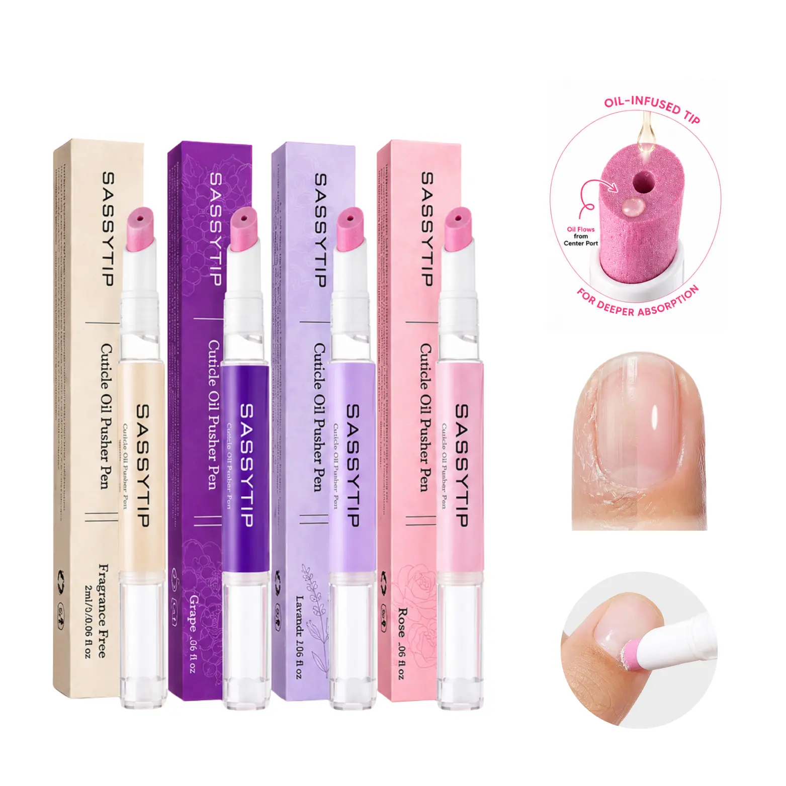 SASSYTIP vegan Cuticle Pusher oil pen extra nourishing- Pocket Design for Gentle Cuticle Removal on the go updraged package- Ideal for Daily Use