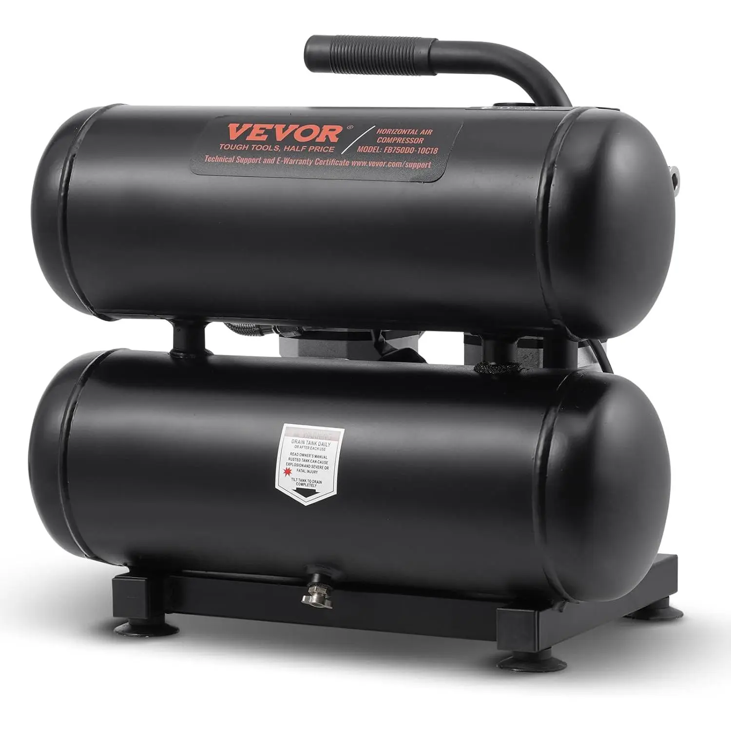 VEVOR Air Compressor, 4.6 Gallon Steel Tank, 1HP 2.2CFM@90 PSI Oil Free Air Compressor & Max 120PSI Pressure, 80dB Ultra Quiet Portable Compressor for Auto Repair, Tire Inflation, Spray Painting, 120V