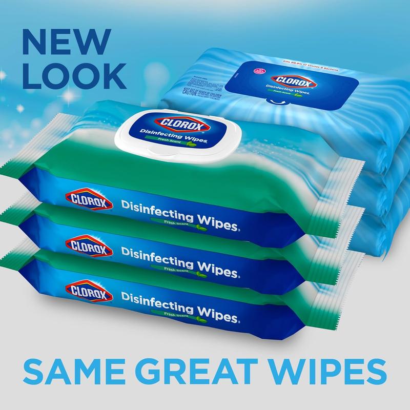 Clorox Disinfecting Wipes, Bleach Free Cleaning Wipes, Household Essentials, Fresh Scent, Moisture Seal Lid, 75 Wipes, Pack of 3 (New Packaging) Clorox