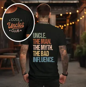 Cool Uncles Club The Man Myth Bad Influence Double Sides Shirt, Funny Uncle Gifts, Best Uncle Ever Shirt, Cool Uncle T-shirt,Gift for Uncle Cotton Tee
